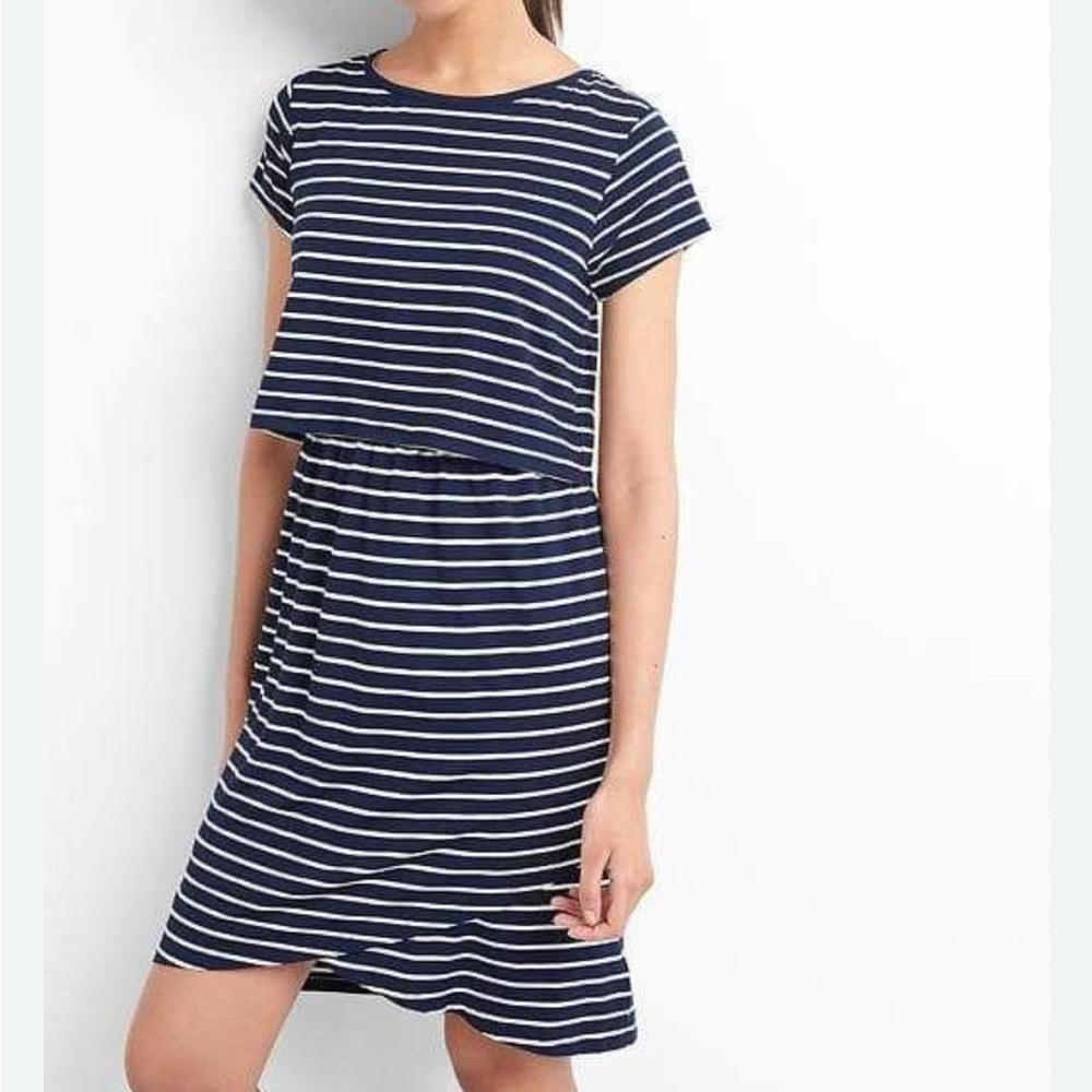 Gap Maternity Stripe Layered Nursing T-Shirt Dress L